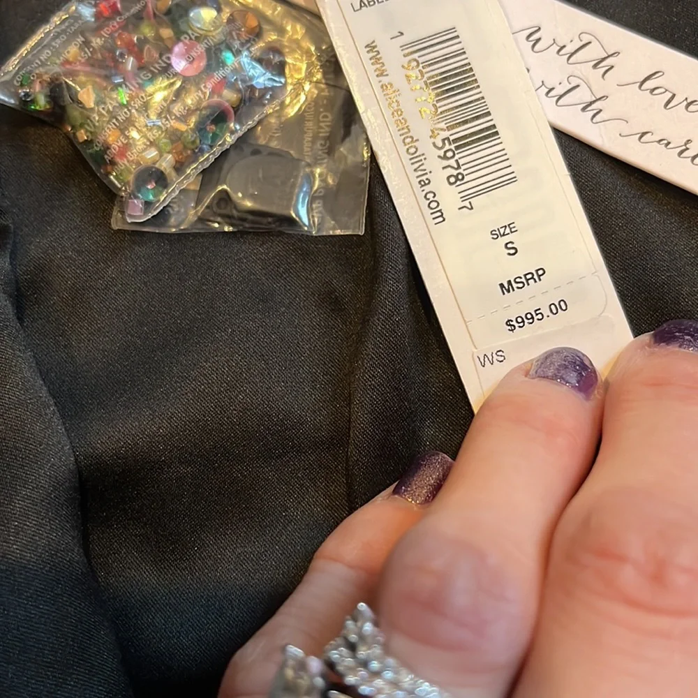 SOLD NWT Alice + Olivia Sequin & Beaded Jacket with Multi Colored Block Small - Picture 11 of 15